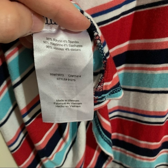 Motherhood Maternity Multi Color Striped V-Neck Sleeveless Tank Top Blouse Small - Picture 6 of 8
